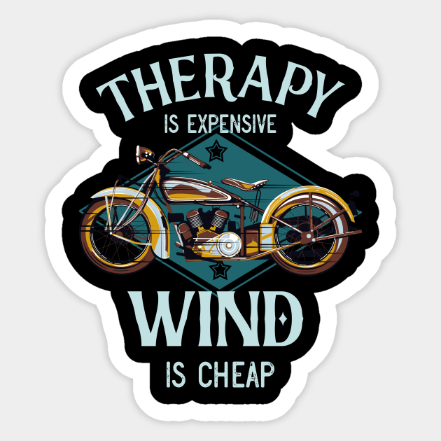 Motorcycle Therapy Wind Vintage Biker Gift Sticker by Foxxy Merch